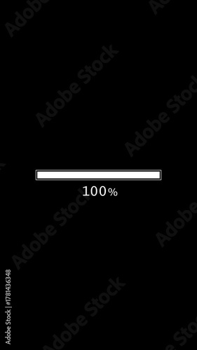 Vertical Loading Bar Animation from 0% to 100% (White Display, Black Background)