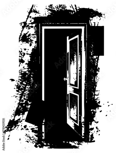 Open doorway reveals darkness texture