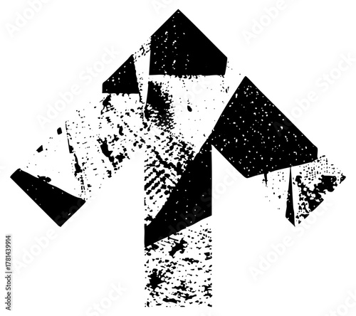 Arrow points upward in abstract digital design