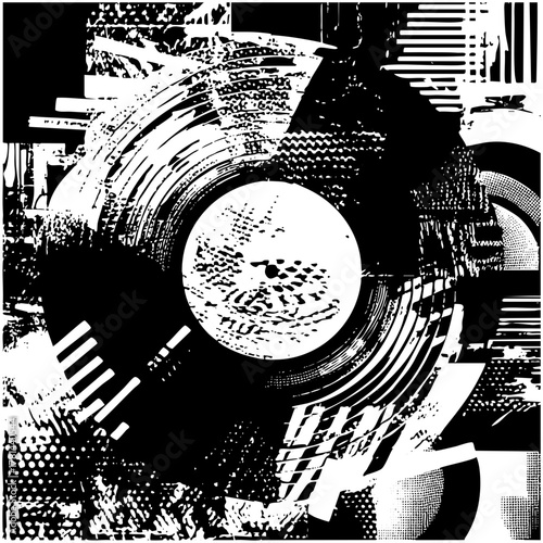 Abstract shapes interact dynamically in a composition