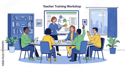 Engaging professional development training workshop for educators, fostering collaborative learning and skill enhancement in a dynamic educational environment