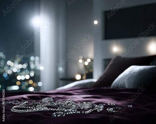 Elegant Nighttime Bedroom With Scattered Diamonds