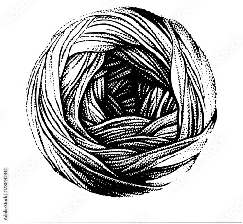 Yarn ball illustrates texture in craft design