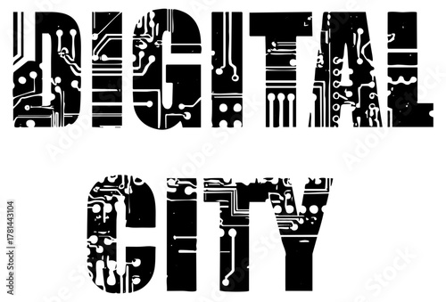 Typography technology in a futuristic cityscape