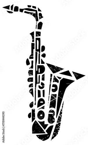 Saxophone Illustrates Music Concept in Black and White
