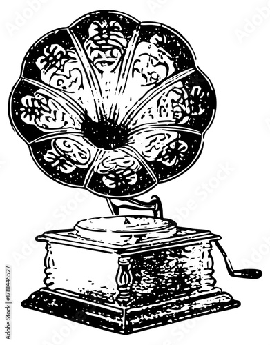 Gramophone music in vintage studio