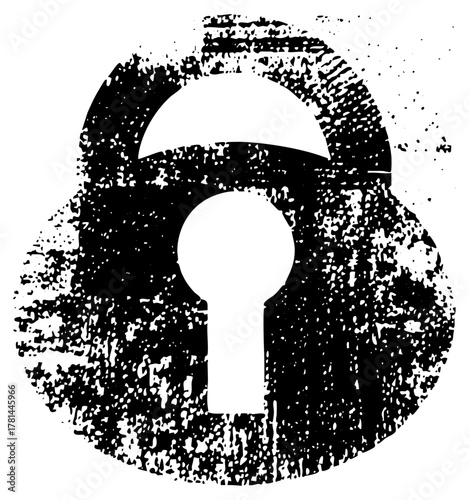 Lock unlocks security, a distressed texture illustration