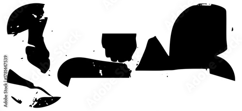 Abstract face fragments display distortion in graphic design