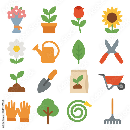 Gardening Essentials: A vibrant collection of essential gardening tools and floral elements, perfectly arranged to inspire and cultivate the beauty of nature.