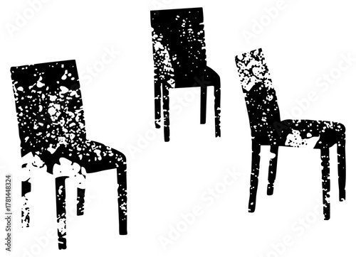 Chairs decay in texture, a distressed illustration for interior design