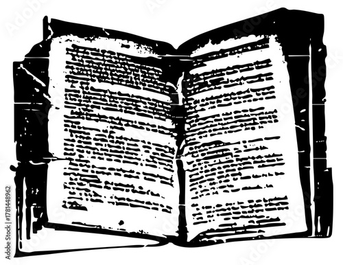 Open book text in a vintage library