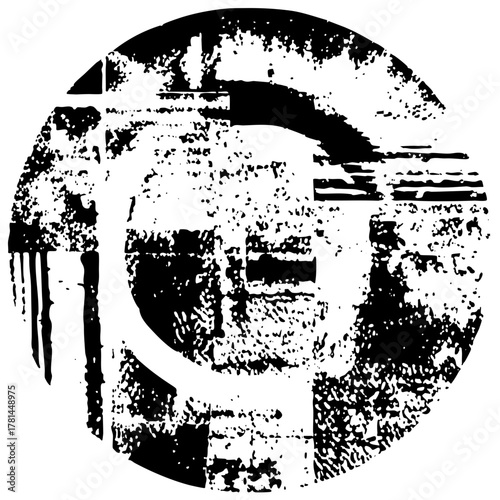 Portrait grunge texture within a circular frame