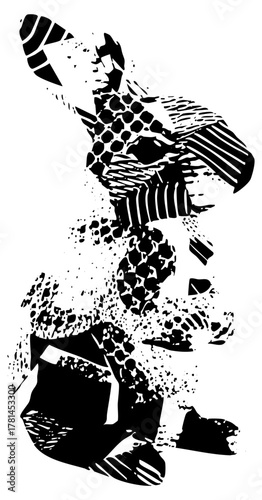 Astronaut explores space geometric illustration