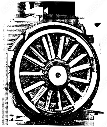 Train wheel illustrates vintage transport history