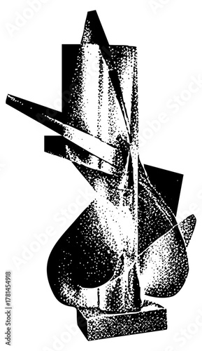 Abstract Sculpture Ascends with Geometric Form in Modern Art