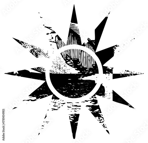 Starburst radiates energy within a geometric composition