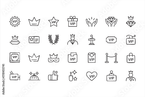 Vector collection of elegant VIP icons for loyalty, reward, and elite programs