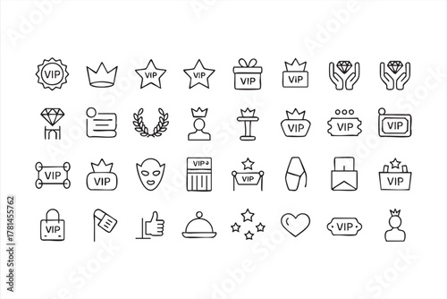Premium access and luxury symbol line icons for branding and event design