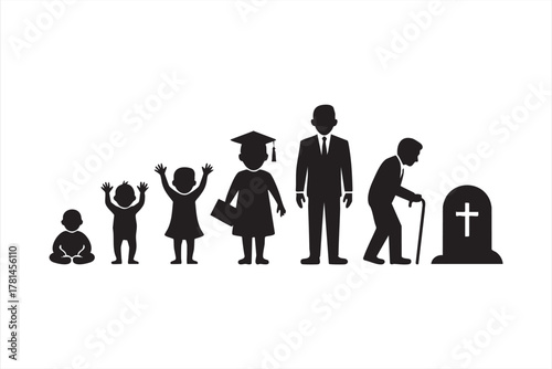Stages of life vector silhouette for philosophy, education, and psychology themes