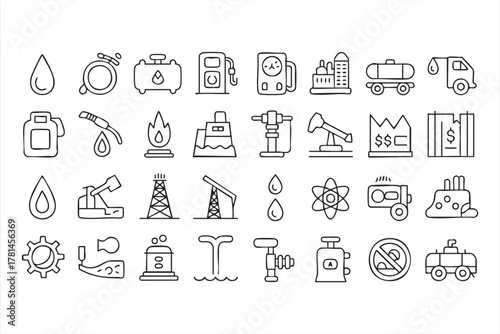 Energy production and fuel industry vector pack for factory and resource design