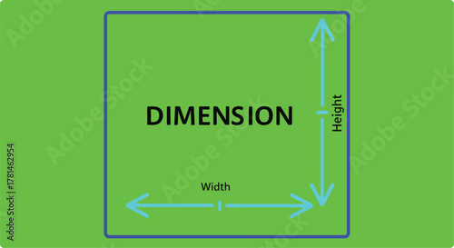 Green card displaying dimension labels with height and width silhouette