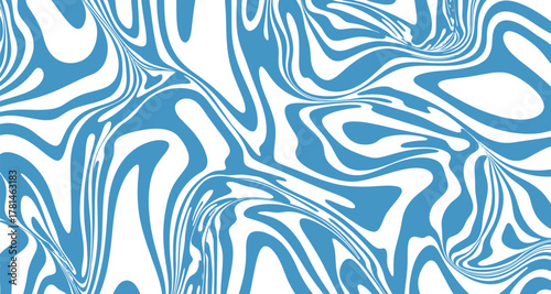 Abstract blue and white wavy pattern with organic fluid motion
