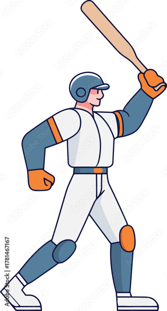 Obraz premium Baseball clipart player swinging bat in dynamic sports pose
