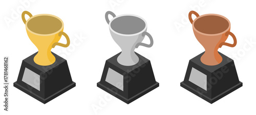 アイソメトリックイラスト：優勝カップ