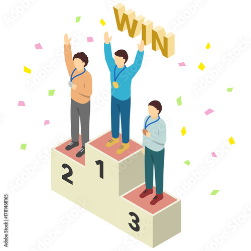 アイソメトリックイラスト：表彰台