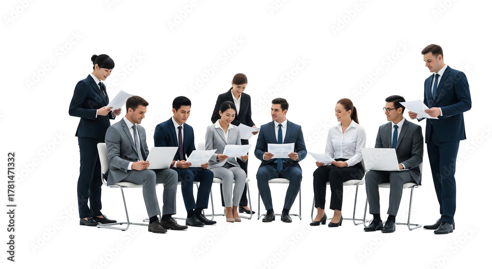 Obraz premium A business meeting with diverse professionals collaborating on a project