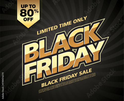 Black friday sale golden banner layout design