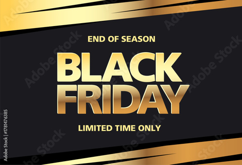 Black friday sale golden banner layout design