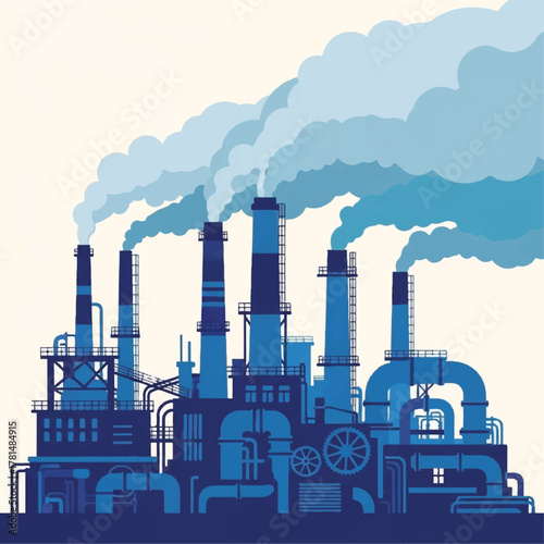refinery factory iwth smoke out from the it