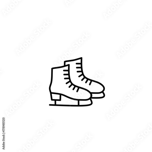 Simple Winter Boots Outline Icon, ice skates isolated on white background