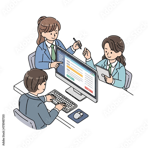 business people working together and trying to resolve the problem