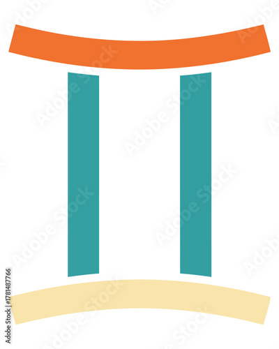 Gemini Zodiac symbol illustration A stylized representation of the Gemini twins constellation