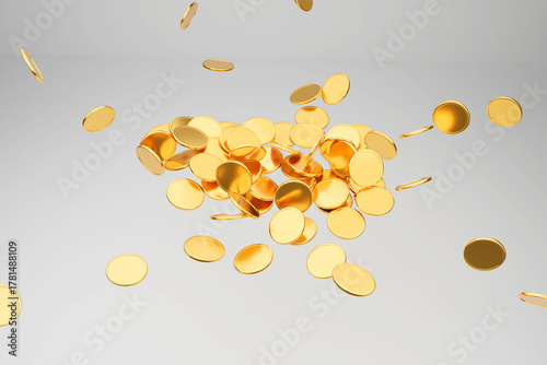 golden coins falling into the ground