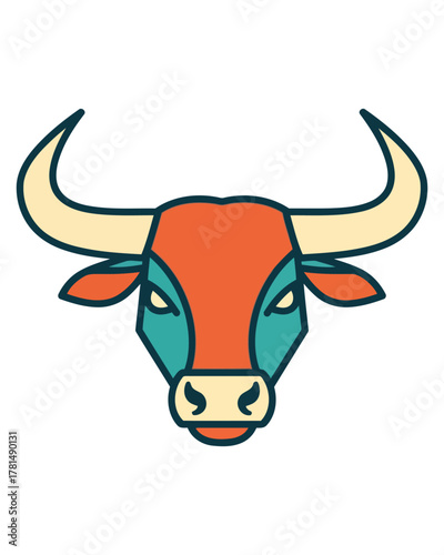 Symbolic Taurus Bull Head Illustration - A Stylized Representation of Strength and Determination