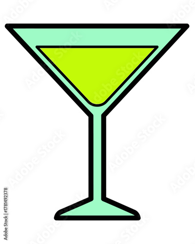Refreshing Lime Martini in a Classic Cocktail Glass - A Vibrant Beverage Illustration