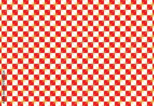 red and white checkered pattern with typical Christmas ice flower accents, suitable for Christmas-themed background designs, gift wrapping paper, tablecloth patterns, carpets, mug designs