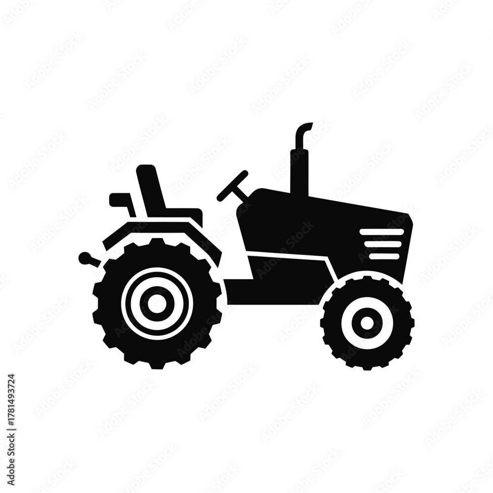 Obraz premium A black tractor with wheels icon vector