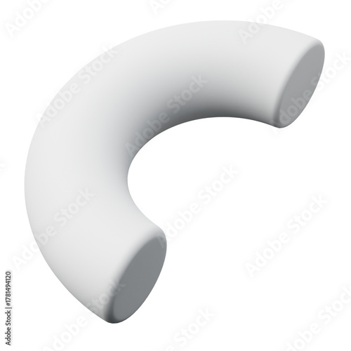 Konstfotografi 3d Half Torus or Half ring White color, Abstract realistic rendering of 3d geome