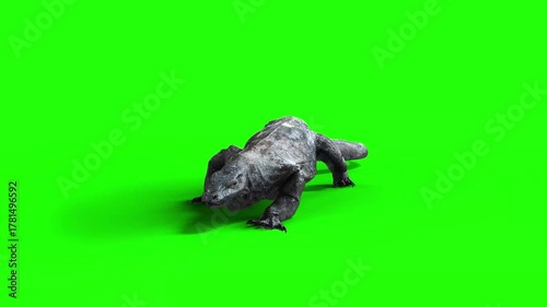 3d Illustration of A giant lizard moves gracefully through its natural habitat, displaying strength, alertness, and primal elegance.