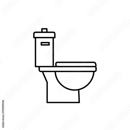 Toilet Bowl Outline Icon for Bathroom, Restroom and Sanitary Plumbing