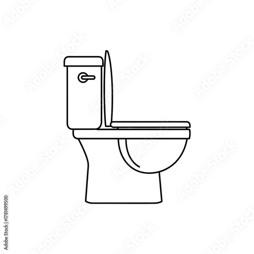 Toilet Bowl Outline Icon for Bathroom, Restroom and Sanitary Plumbing