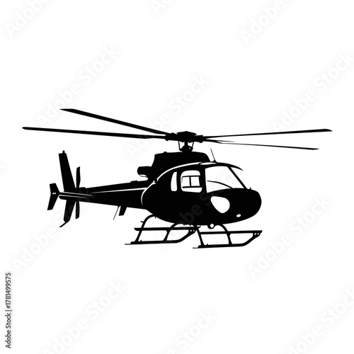 Helicopter Silhouette Icon for Aviation Aircraft and Air Transport