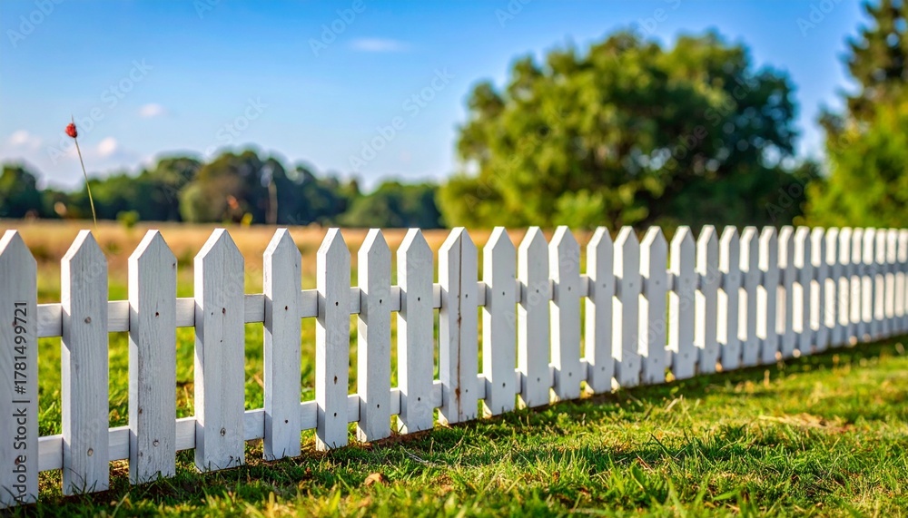 Fototapeta premium white fence on the field