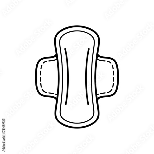 Sanitary Pad Outline Icon Representing Feminine Hygiene and Health Care