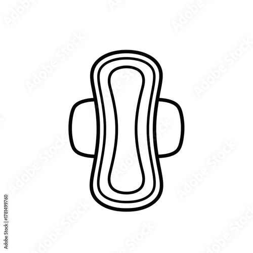 Sanitary Pad Outline Icon Representing Feminine Hygiene and Health Care