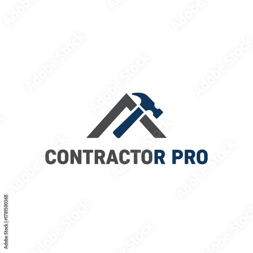 Contractor Pro Roof & Hammer Construction Company Logo